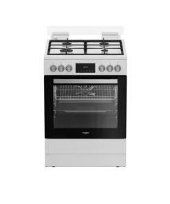Whirlpool W6G8LCW Cuisinière mixte 60 cm Blanche – 4 feux gaz – Four multifonction 72 L Catalyse – Classe A