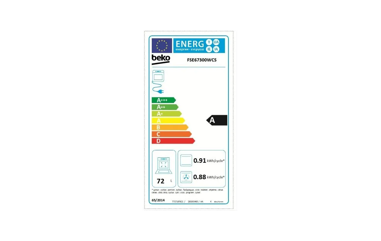 Beko FSE67300WCS Cuisinière vitrocéramique 60 cm Blanche – 4 foyers – Four multifonction 72 L Catalyse – Classe A – Image 2