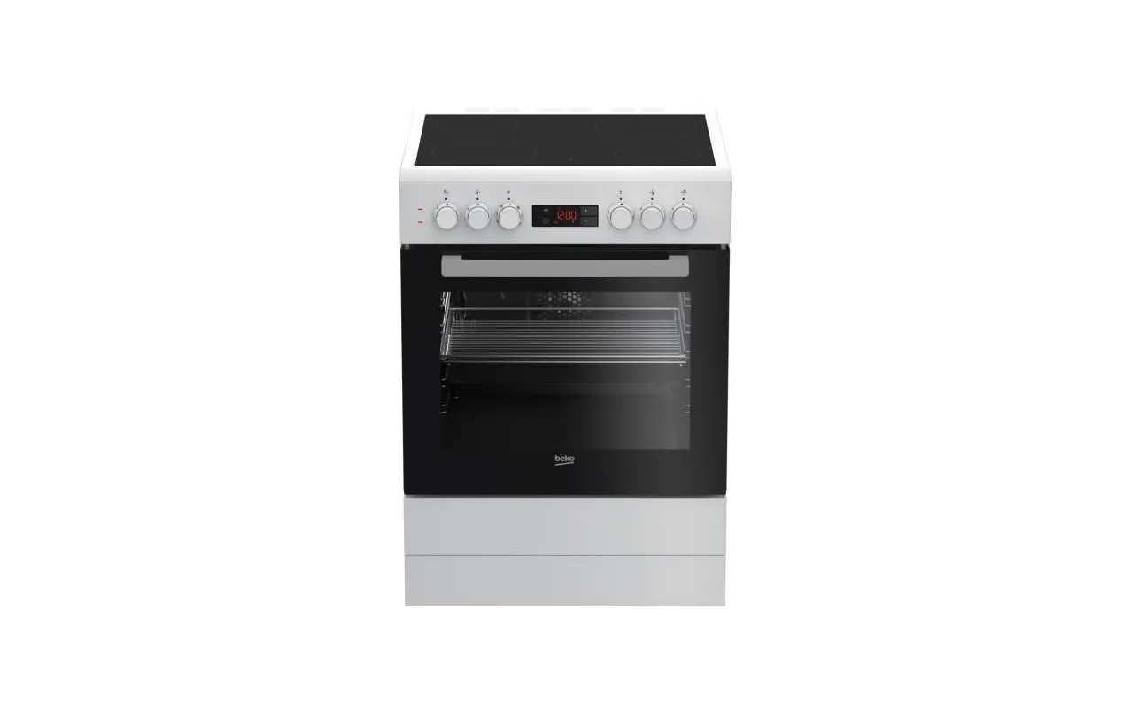 Beko FSE67300WCS Cuisinière vitrocéramique 60 cm Blanche – 4 foyers – Four multifonction 72 L Catalyse – Classe A