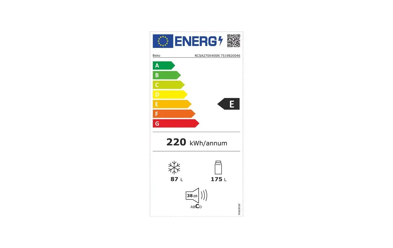 Beko RCSA270K40SN Réfrigérateur combiné 262 L Gris Inox – MinFrost – Congélateur bas – Pose libre – Image 2