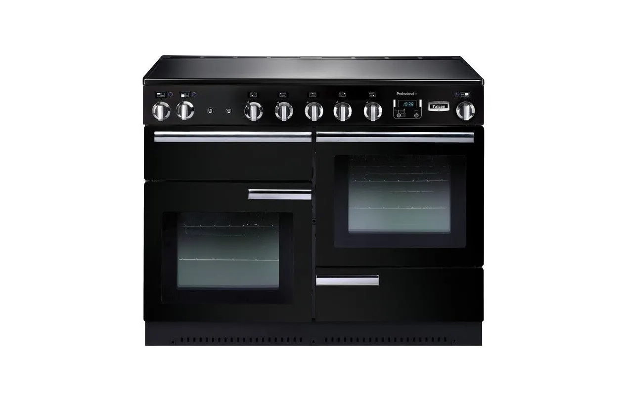 Falcon PROP110EIGBC Professional+ 110 Piano de cuisson induction 110 cm - 5 foyers - 2 fours électriques - Gril séparé - Noir/Chrome