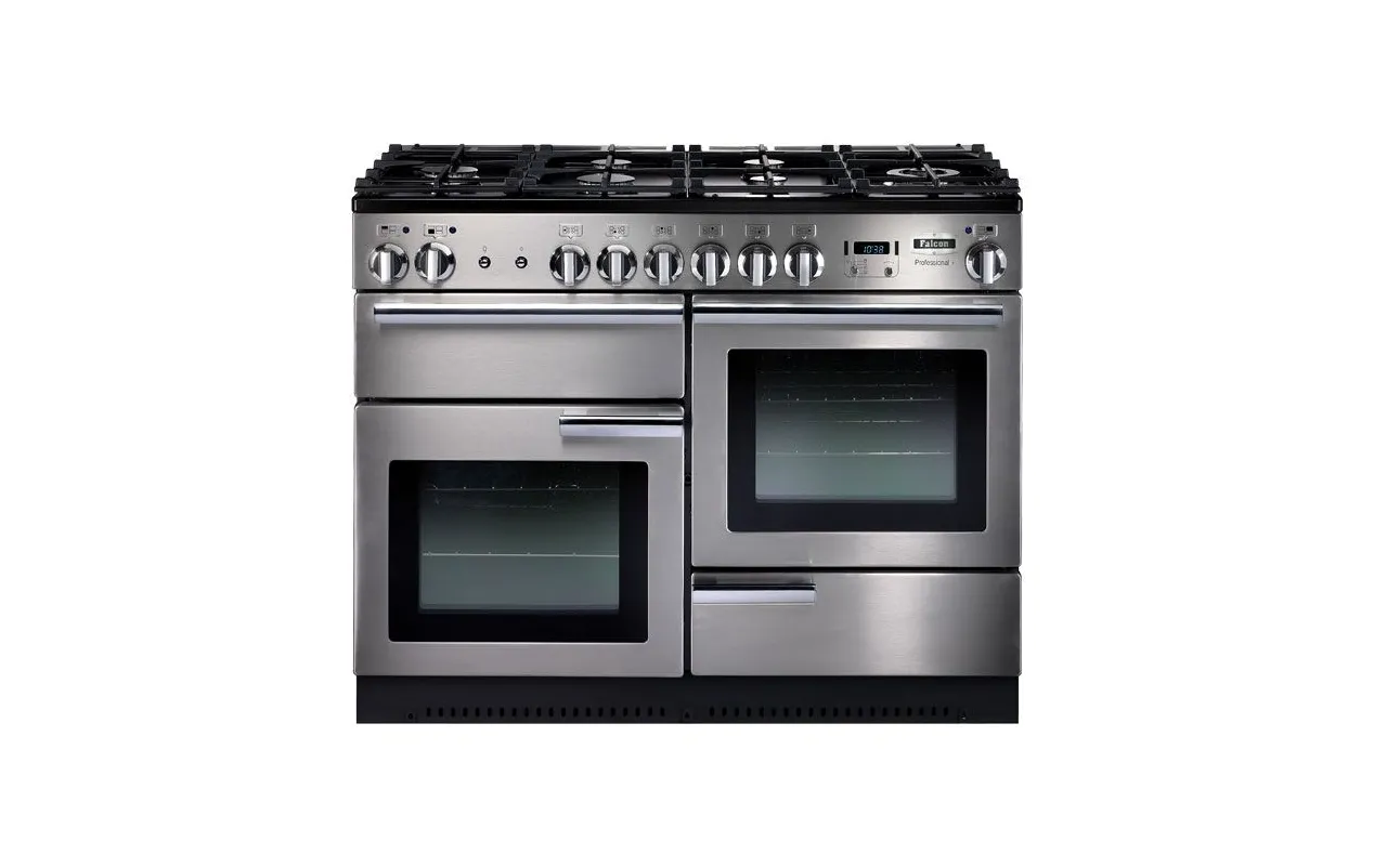 Falcon PROP110DFSSC Professional 110 Piano de cuisson mixte 110 cm - 6 feux gaz - 3 fours électriques - Inox/Chrome