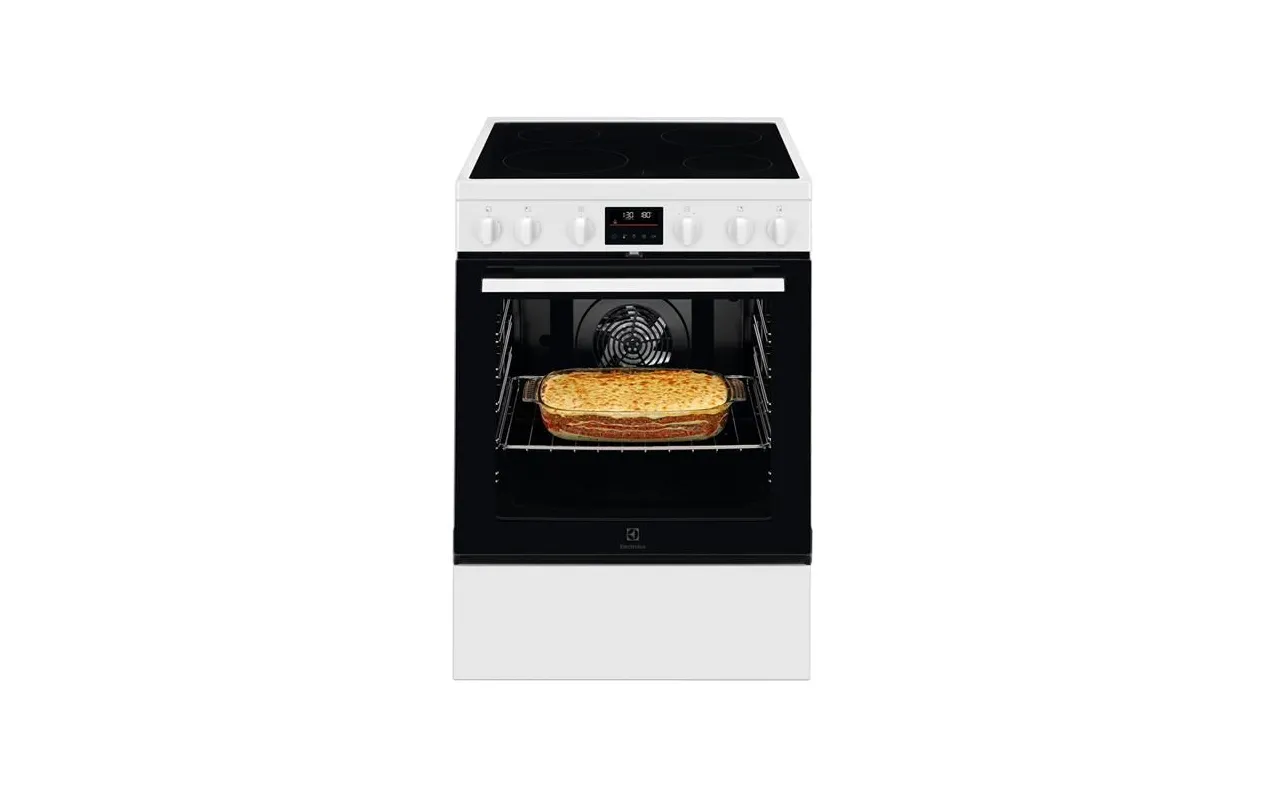 Electrolux LKR64890AW Cuisinière vitrocéramique 60 cm Blanche – 4 foyers – Four multifonction 73 L Pyrolyse – Classe A+