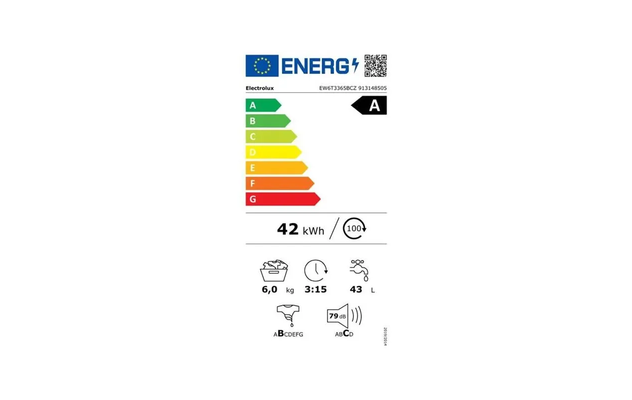 Electrolux EW6T3365BCZ Lave-linge top 6 kg - 1300 tr/min - SensiCare - Moteur Inverter - Classe A - Blanc – Image 2
