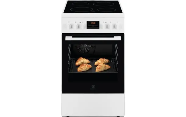 Electrolux LKR524288W Cuisinière vitrocéramique 50 cm Blanche – 4 foyers – Four multifonction 57 L Catalyse – Classe A