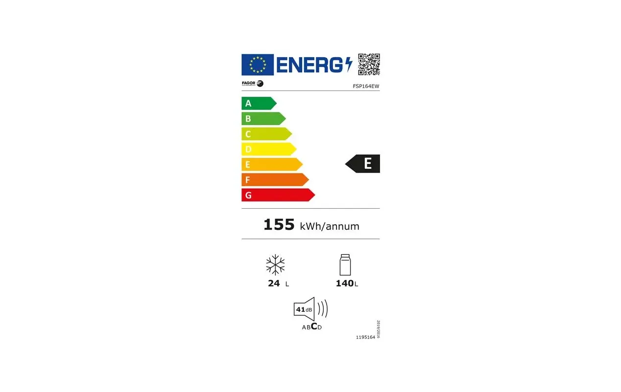 Fagor FSP164EW Réfrigérateur 1 porte 164 L Blanc – Compartiment congélateur 4★ 24 L – Pose libre – Image 2