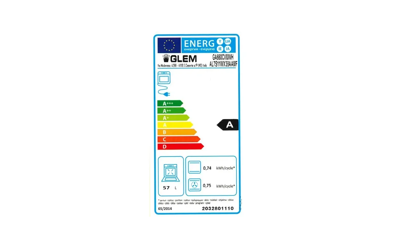 Glem GA660CVMWH Cuisinière mixte 60 cm Blanche – 4 feux gaz – Four électrique multifonction 57 L Catalyse – Classe A – Image 2