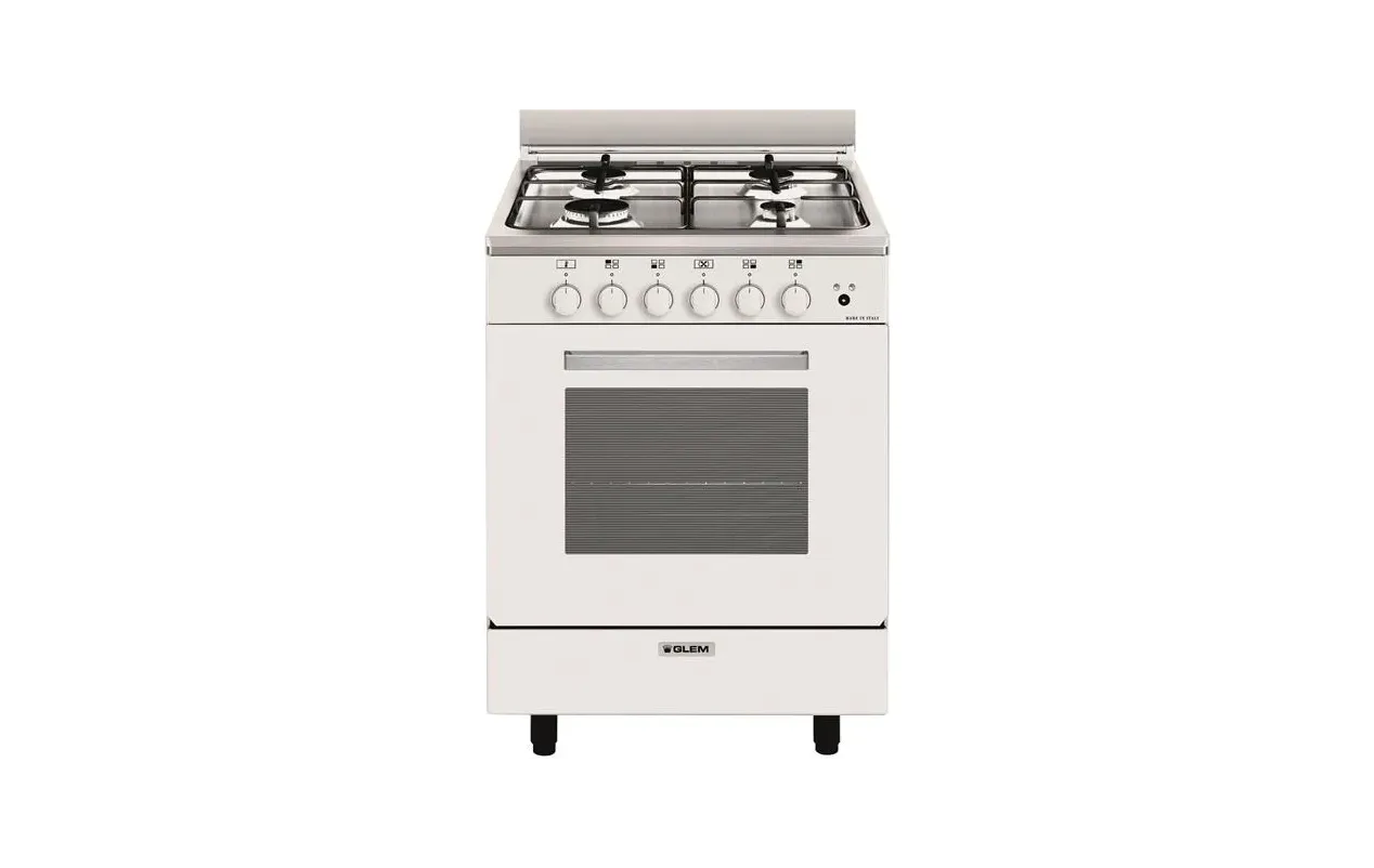 Glem GA660CVMWH Cuisinière mixte 60 cm Blanche – 4 feux gaz – Four électrique multifonction 57 L Catalyse – Classe A – Image 4