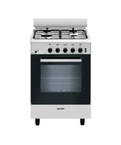 Glem GA550MIX Cuisinière gaz 53 cm 4 foyers Inox – Four gaz 58 L – Gril électrique – Classe A