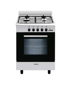 Glem GA660MIX Cuisinière gaz 60 cm 4 foyers Inox – Four gaz 67 L – Catalyse – Classe A