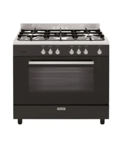 GLEM GE960CMBK2 Piano de cuisson gaz 90 cm - 5 feux dont triple couronne - Four gaz 109 L - Catalyse - Noir
