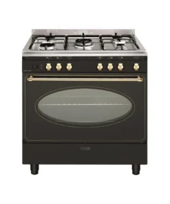 GLEM GU850CER Piano de cuisson mixte rustique 80 cm - 5 feux gaz - Four électrique 98 L catalyse - Noir