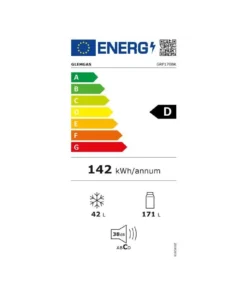 Alternative view of Glem GRF170BK Réfrigérateur 2 portes 212 L Noir – Congélateur 4★ – Froid statique – Pose libre