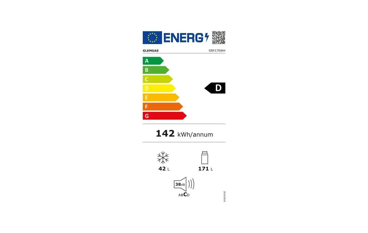 Glem GRF170WH Réfrigérateur 2 portes 212 L Blanc – Congélateur haut 4★ – Pose libre – Froid statique – Image 2