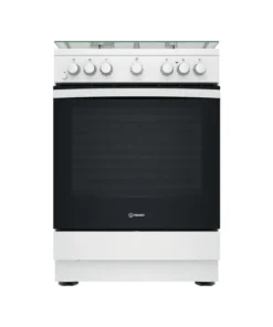 Indesit IS67M5PCW/FR/1 Cuisinière mixte 60 cm Blanche – 3 feux gaz + 1 plaque électrique – Four multifonction 69 L Catalyse – Classe A
