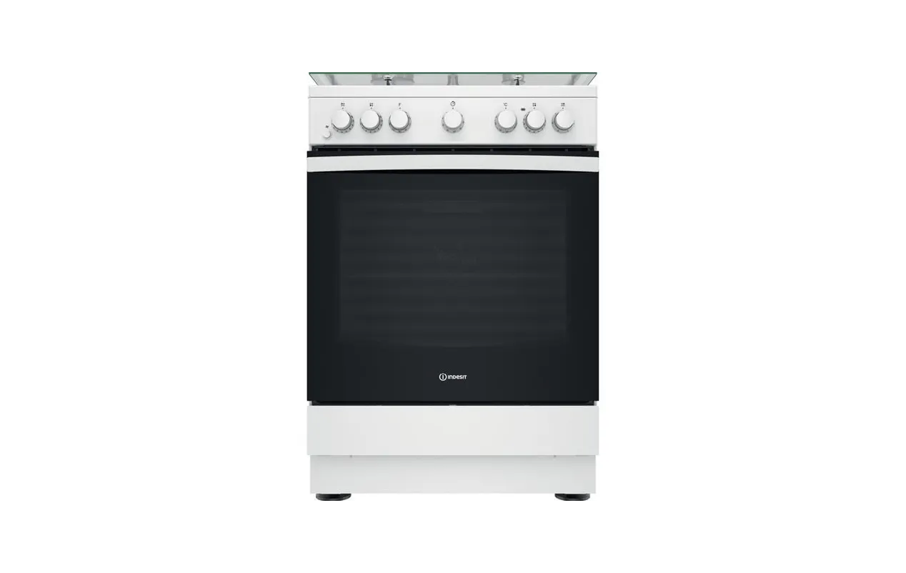 Indesit IS67M5PCW/FR/1 Cuisinière mixte 60 cm Blanche – 3 feux gaz + 1 plaque électrique – Four multifonction 69 L Catalyse – Classe A