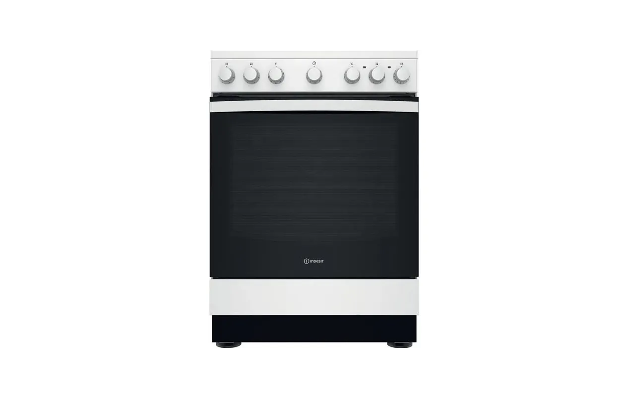 Indesit IS67V5PCW/E Cuisinière électrique vitrocéramique 60 cm - Four multifonction 69 L - 4 foyers - Blanc