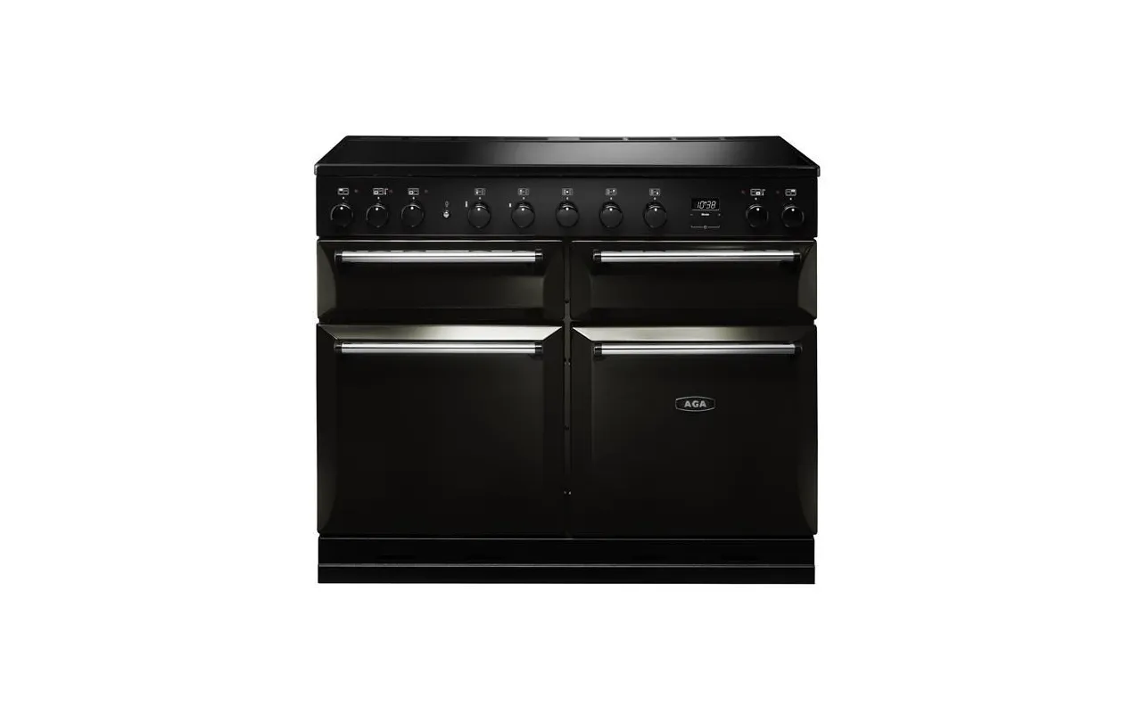 AGA Masterchef Deluxe 110 MDX110EIBLK Piano de cuisson induction 110 cm - 5 foyers - 3 fours électriques - Noir / Chrome