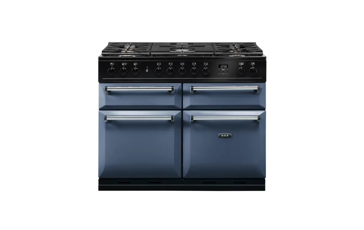 AGA Masterchef Deluxe 110 MDX110DFDAR/-EU Piano de cuisson mixte 110 cm - 5 feux gaz - 4 fours électriques - Bleu Dartmouth / Chrome