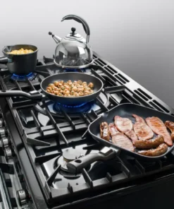 AGA Masterchef Deluxe 110 MDX110DFCBY-EU Piano de cuisson mixte 110 cm - 5 feux gaz - 4 fours électriques - Rouge Airelle / Chrome – Image 4