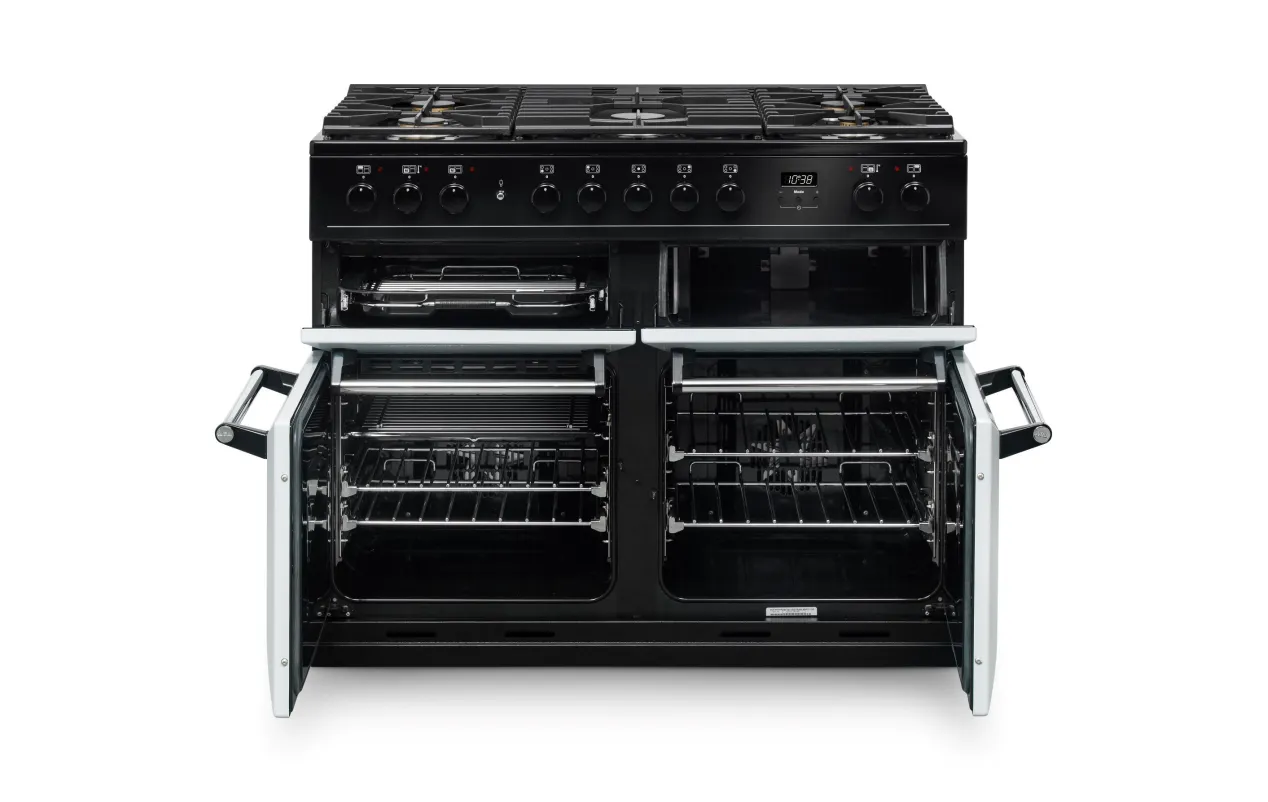 AGA Masterchef Deluxe 110 MDX110DFCBY-EU Piano de cuisson mixte 110 cm - 5 feux gaz - 4 fours électriques - Rouge Airelle / Chrome – Image 3