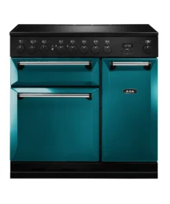 AGA Masterchef Deluxe 90 MDX90EISAL Piano de cuisson induction 90 cm - 5 foyers - 3 fours électriques - Bleu Salcombe / Chrome