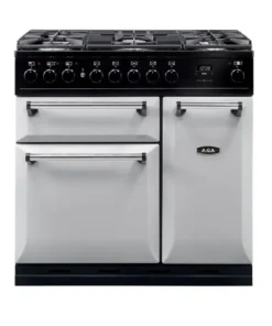 AGA Masterchef Deluxe 90 MDX90DFPAS-EU Piano de cuisson mixte 90 cm - 5 feux gaz - 3 fours électriques - Gris Perle / Chrome