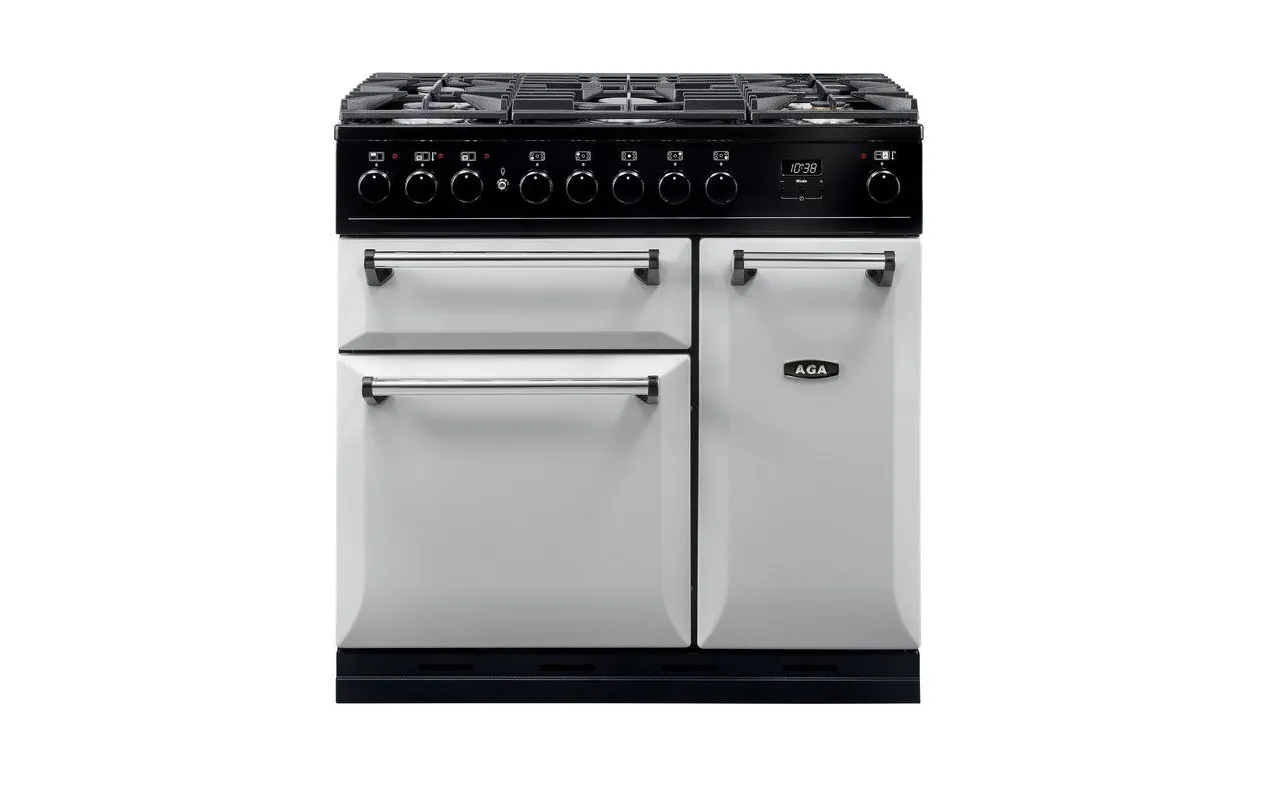 AGA Masterchef Deluxe 90 MDX90DFPAS-EU Piano de cuisson mixte 90 cm - 5 feux gaz - 3 fours électriques - Gris Perle / Chrome