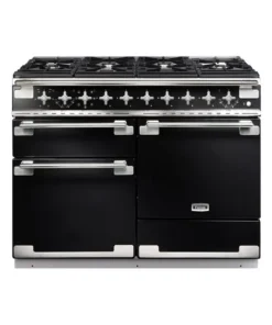 Falcon ELS110DFGB/-EU Elise 110 Piano de cuisson mixte 110 cm - 6 feux gaz - 3 fours électriques - Noir Brillant / Nickel brossé