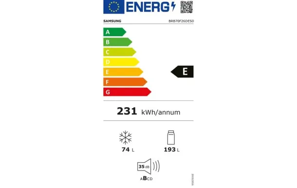 Samsung BRB70F26DES0 – Réfrigérateur combiné intégrable 267 L, SpaceMax, No Frost, SmartThings, classe E – Image 2