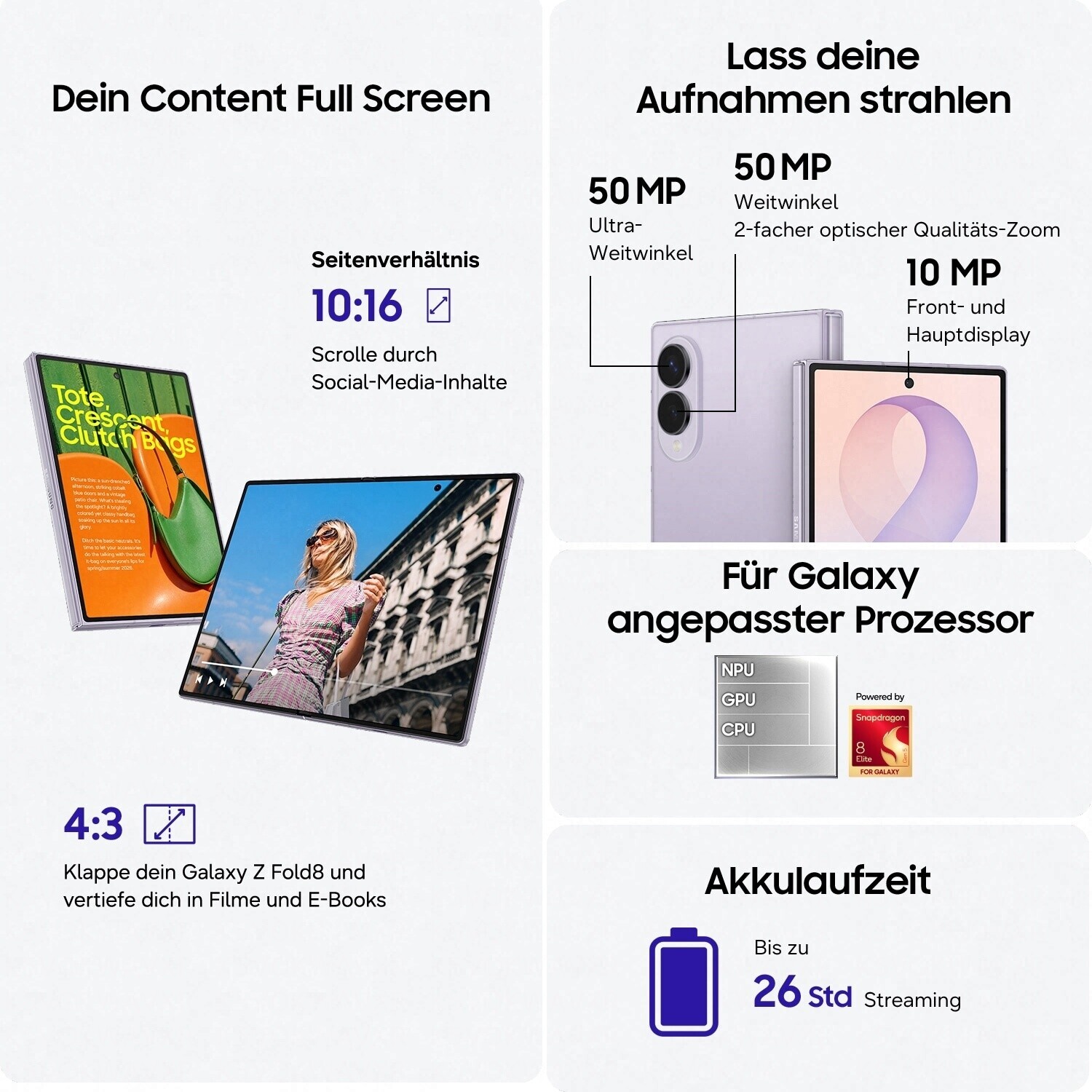 Samsung Galaxy Z Fold8 256 Go Graphite 5G Smartphone pliable 7,6 pouces Snapdragon 8 Elite – Image 3